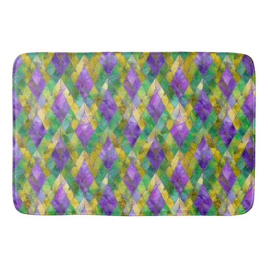 Mardi Gras Stainglas Harlequin Print Badematte (Vorderseite)