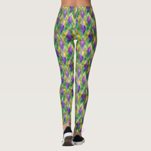 Mardi Gras Stainglas Harlequin Print Leggings (Rückseite)