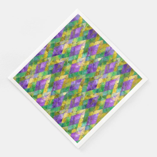 Mardi Gras Stainglas Harlequin Print Serviette (Ecke)