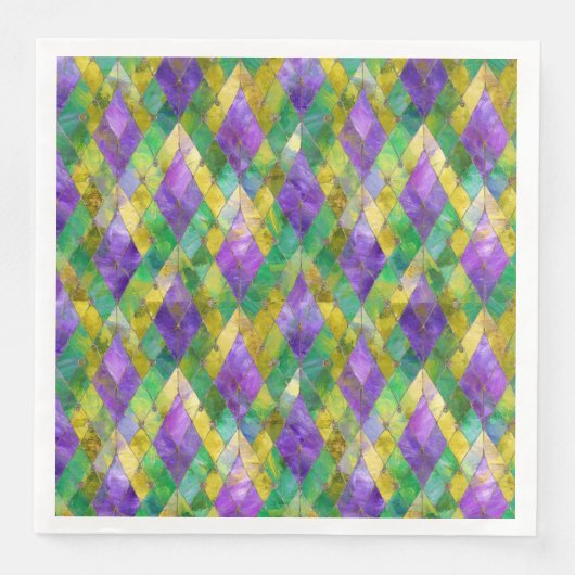 Mardi Gras Stainglas Harlequin Print Serviette (Vorderseite)