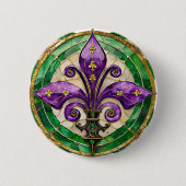 Mardi Gras Stains Glass Lilie Button (Vorderseite)