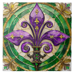 Mardi Gras Stains Glass Lilie Fliese