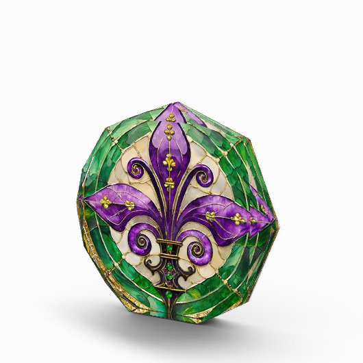 Mardi Gras Stains Glass Lilie Fotoblock (Rechts)