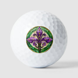 Mardi Gras Stains Glass Lilie Golfball