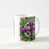 Mardi Gras Stains Glass Lilie Kaffeetasse (VorderseiteRechts)