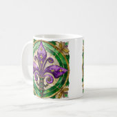 Mardi Gras Stains Glass Lilie Kaffeetasse (Vorderseite Links)