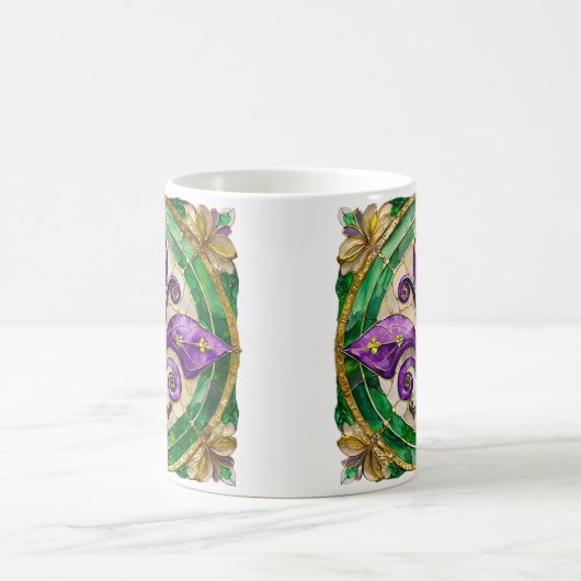 Mardi Gras Stains Glass Lilie Kaffeetasse (Mittel)