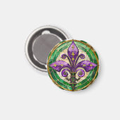 Mardi Gras Stains Glass Lilie Magnet (Vorderseite/Rückseite)