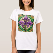 Mardi Gras Stains Glass Lilie T-Shirt (Vorderseite)