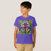 Mardi Gras Stains Glass Lilie T-Shirt (Vorne ganz)