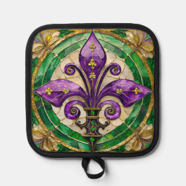 Mardi Gras Stains Glass Lilie Topflappen