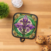 Mardi Gras Stains Glass Lilie Topflappen (Oben Unten)