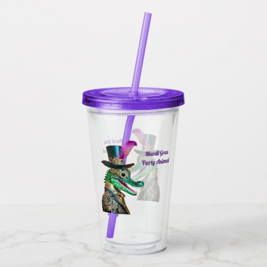 Mardi Gras Steampunk Party Animal Alligator Acryltrinkbecher (Rückseite)