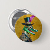 Mardi Gras Steampunk Party Animal Alligator Button (Vorne & Hinten)