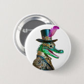 Mardi Gras Steampunk Party Animal Alligator Button (Vorne & Hinten)