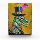 Mardi Gras Steampunk Party Animal Alligator Fotoblock (Vorderseite)