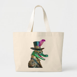 Mardi Gras Steampunk Party Animal Alligator Jumbo Stoffbeutel
