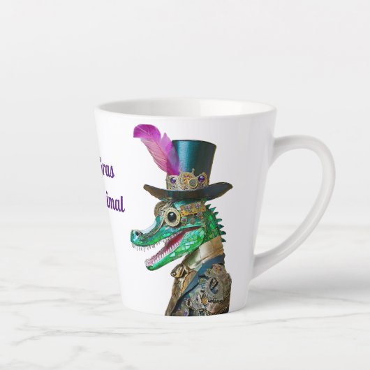 Mardi Gras Steampunk Party Animal Alligator Milchtasse (Rechts)