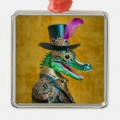 Mardi Gras Steampunk Party Animal Alligator Ornament Aus Metall (Vorne)