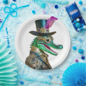 Mardi Gras Steampunk Party Animal Alligator Pappteller (Party)