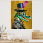 Mardi Gras Steampunk Party Animal Alligator Poster (Küche)