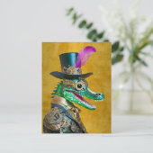 Mardi Gras Steampunk Party Animal Alligator Postkarte (Stehend Vorderseite)