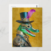 Mardi Gras Steampunk Party Animal Alligator Postkarte (Vorne/Hinten)