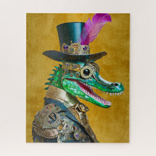 Mardi Gras Steampunk Party Animal Alligator Puzzle