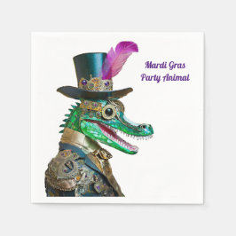 Mardi Gras Steampunk Party Animal Alligator Serviette