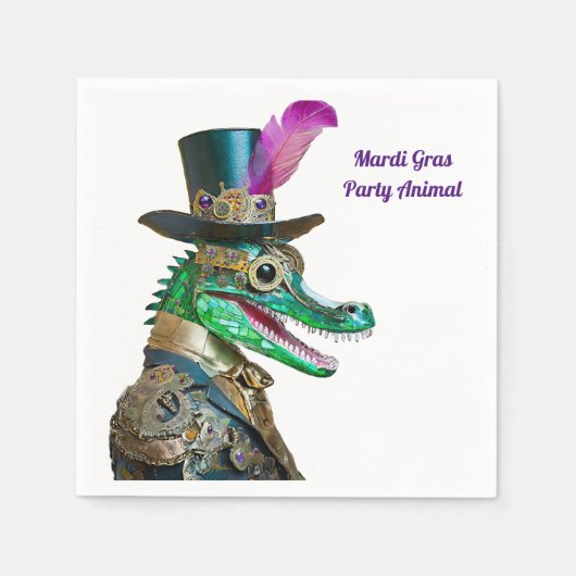 Mardi Gras Steampunk Party Animal Alligator Serviette (Vorderseite)