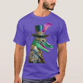 Mardi Gras Steampunk Party Animal Alligator T-Shirt (Vorderseite)