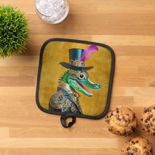 Mardi Gras Steampunk Party Animal Alligator Topflappen (Oben Unten)