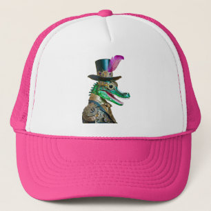 Mardi Gras Steampunk Party Animal Alligator Truckerkappe