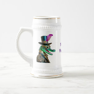 Mardi Gras Steampunk-Party-Tier-Alligator Bierglas