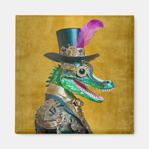 Mardi Gras Steampunk-Party-Tier-Alligator Magnet
