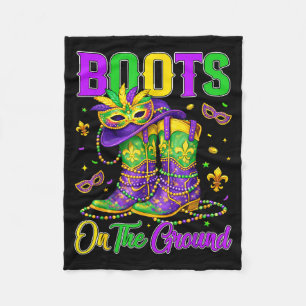 Mardi Gras Stiefel am Boden Cowgirl Western Bla Fleecedecke