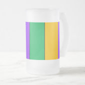 Mardi Gras Streifen Muster Grün Gelb Lila Mattglas Bierglas (VorderseiteRechts)