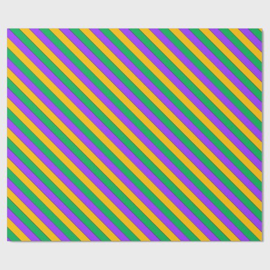 Mardi Gras Streifen Muster Lila-Gelb Geschenkpapier (Flach)