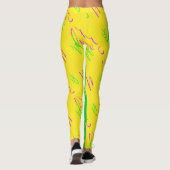 Mardi Gras Streifen Muster Lila-Gelb Leggings (Rückseite)