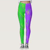 Mardi Gras Streifen Muster Lila-Gelb Leggings (Vorderseite)