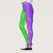 Mardi Gras Streifen Muster Lila-Gelb Leggings (Links)