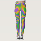Mardi Gras Streifen Muster Lila-Gelb Leggings (Vorderseite)