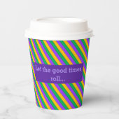 Mardi Gras Streifen Muster Lila-Gelbe Paste Pappbecher (Vorderseite)