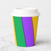 Mardi Gras Streifen Muster Lila-Gelbe Paste Pappbecher (Rückseite)