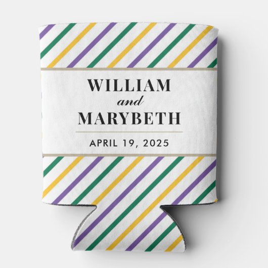 Mardi Gras Stripe Wedding Dosenkühler (Rückseite)