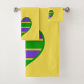 Mardi Gras Striped Heart Badhandtuch Set (Insitu)