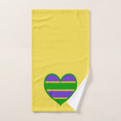 Mardi Gras Striped Heart Badhandtuch Set (Handtuch)