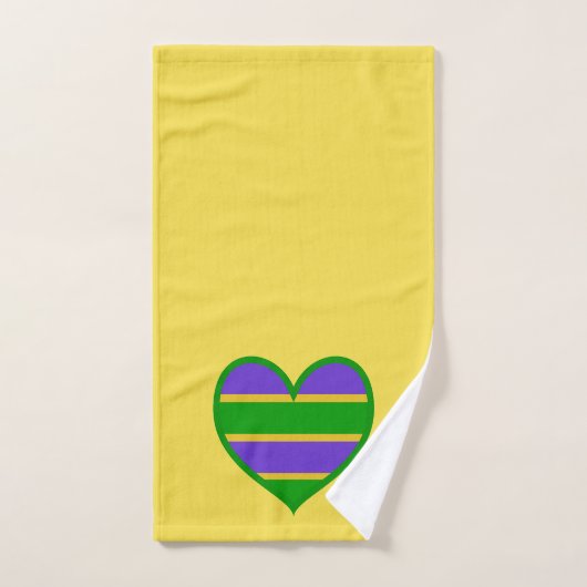 Mardi Gras Striped Heart Badhandtuch Set (Handtuch)