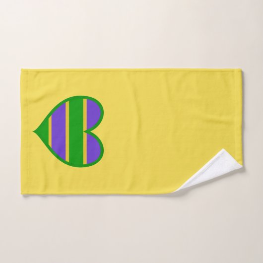 Mardi Gras Striped Heart Badhandtuch Set (Handtuch)