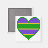 Mardi Gras Striped Heart Magnet (Vorderseite/Rückseite)